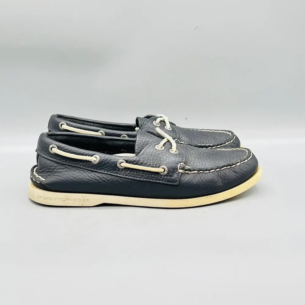 Sperry Shoes Mens 7.5 Blue Leather Top Sider Boat Deck Moc Toe Casual Comfort